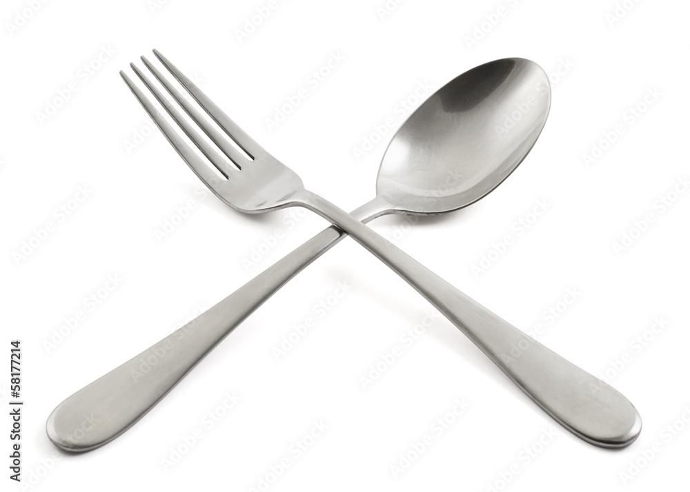 Crossed fork and spoon composition Crossed fork and spoon composition