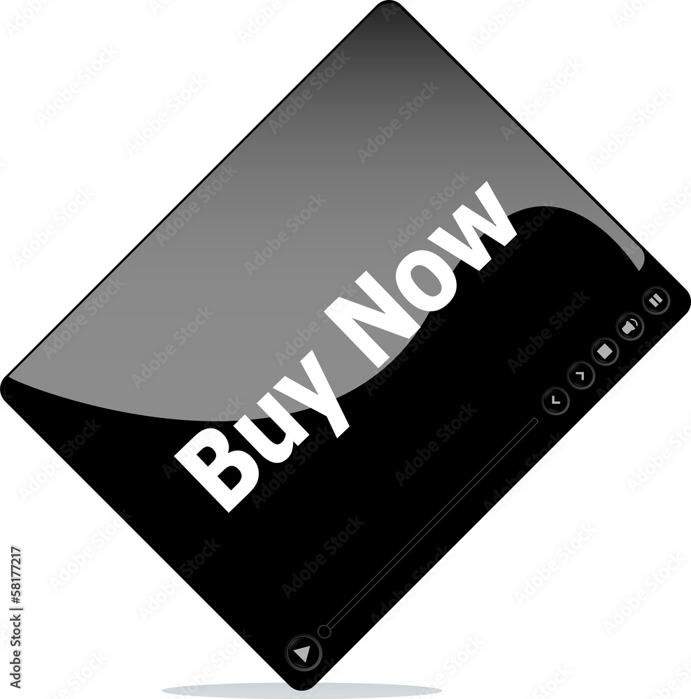 Video media player for web with buy now words Video media player for web with buy now words