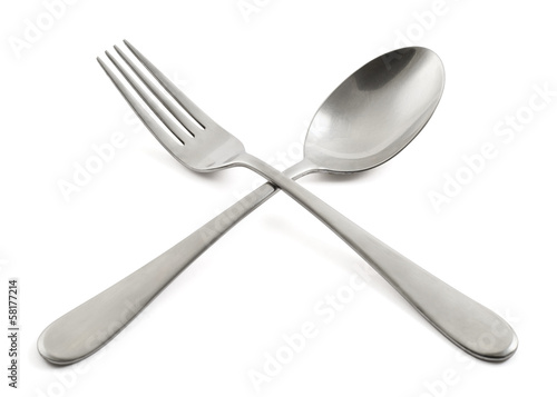 Crossed fork and spoon composition