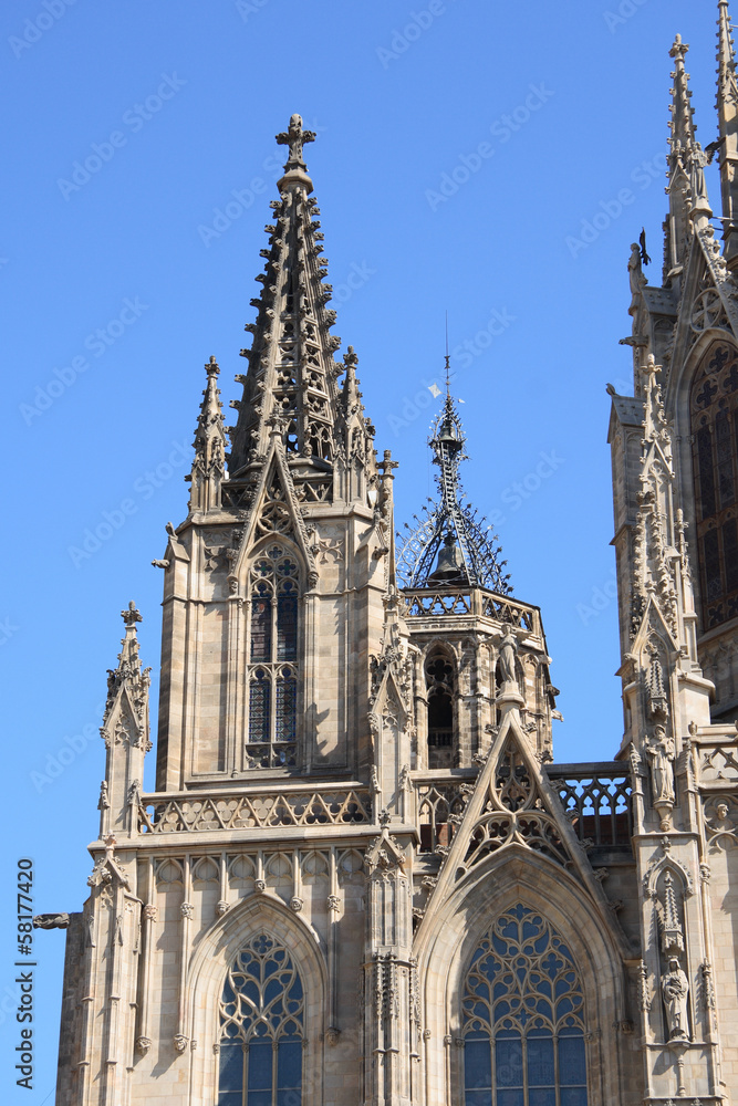 Barcelona cathedral facade details, Spain