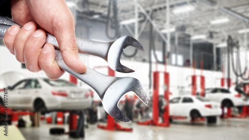 Wallpaper Mural Hand with wrench. Auto mechanic. Torontodigital.ca