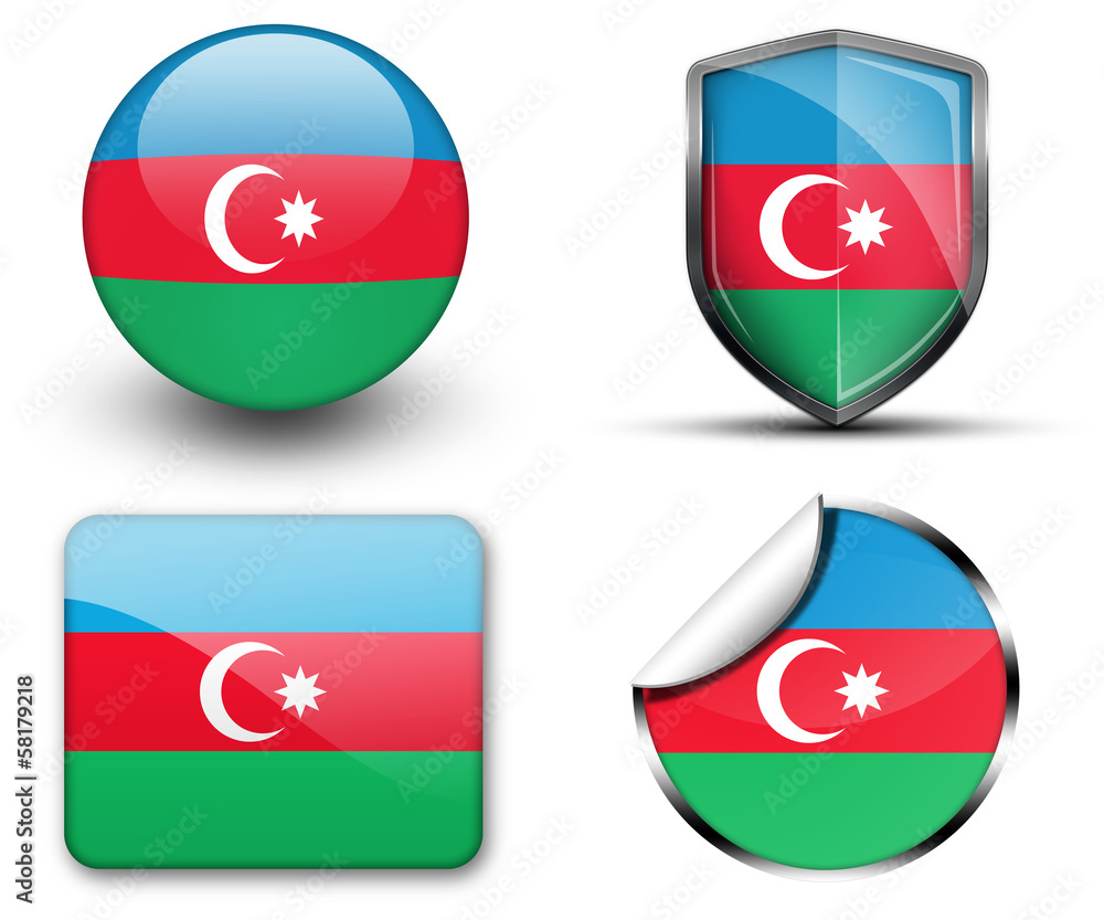 Fototapeta premium Azerbaijan flag icons