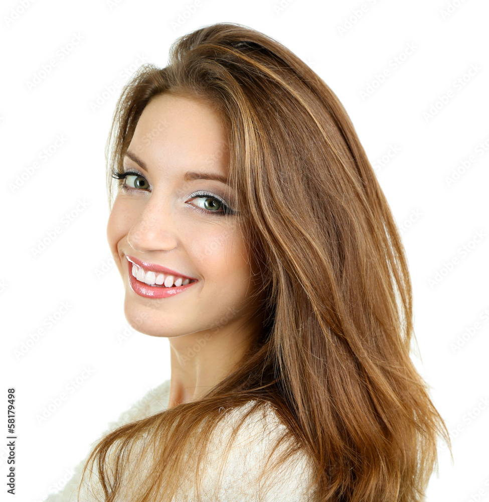 Beautiful smiling girl isolated on white Beautiful smiling girl isolated on white
