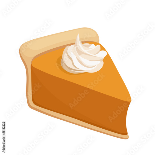 Pumpkin pie slice. Vector illustration.