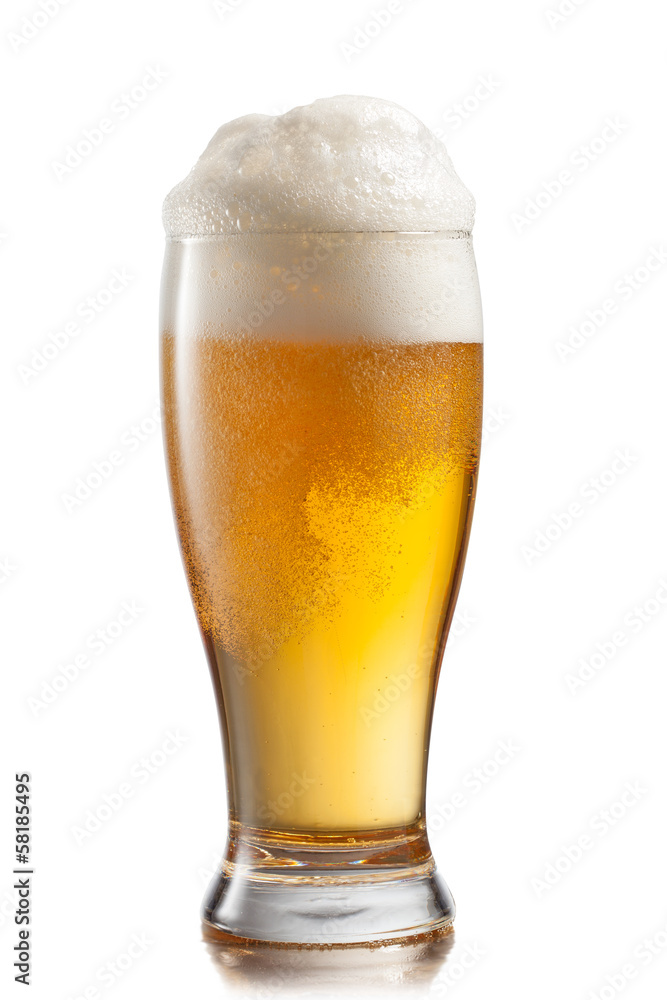 Beer in glass isolated on white background Beer in glass isolated on white background