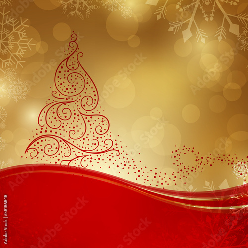 Vector Christmas Background with a Stylized Christmas Tree