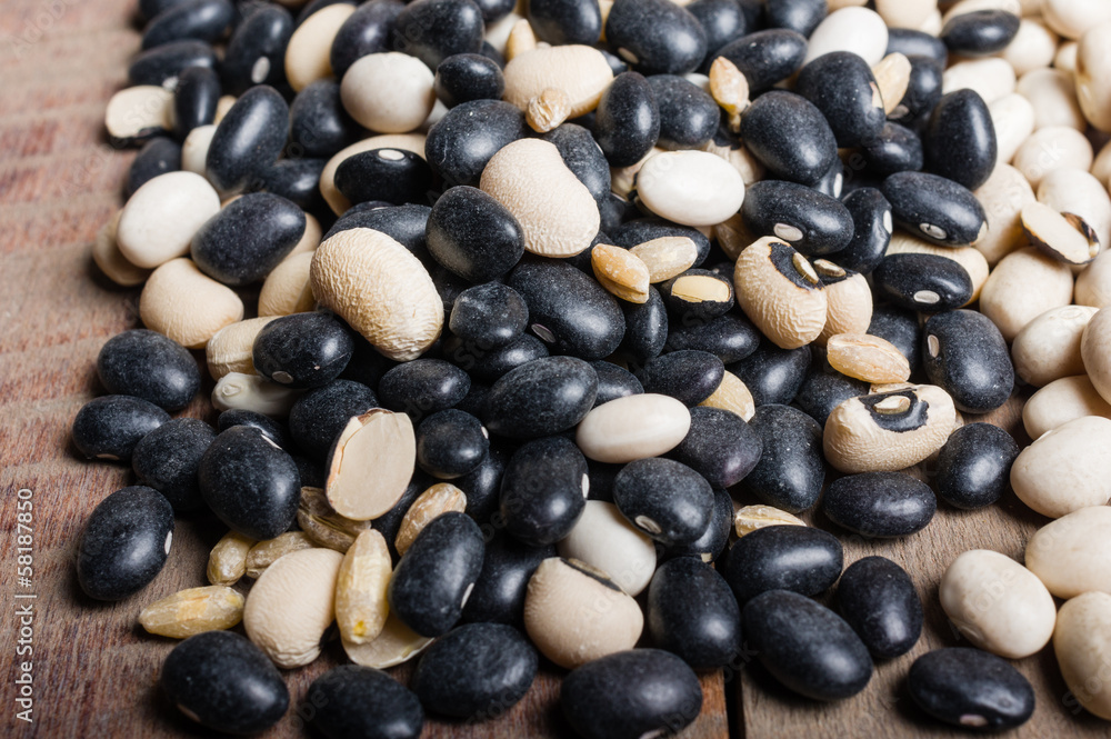 Dried beans in several colors