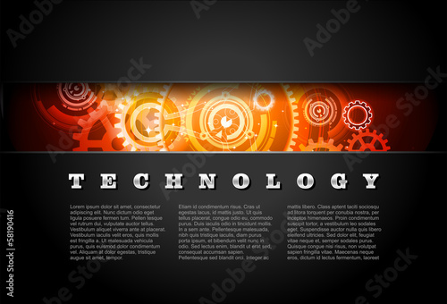 Metal Technology Panel With Glowing Gears