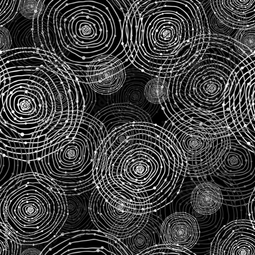 black and white seamless round shapes