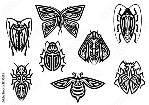 Insect tattoos in tribal style