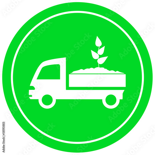 truck with soil and sprout - garden delivery symbol