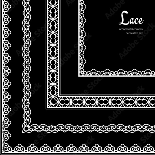 Set of white lace corners on black