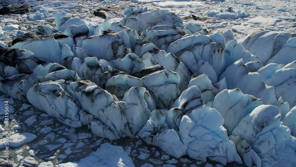 Aerial view Glacial icebergs drifting nr main glacier, Alaska Aerial view Glacial icebergs drifting nr main glacier, Alaska