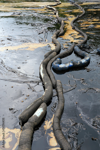 crude oil spill on the beach