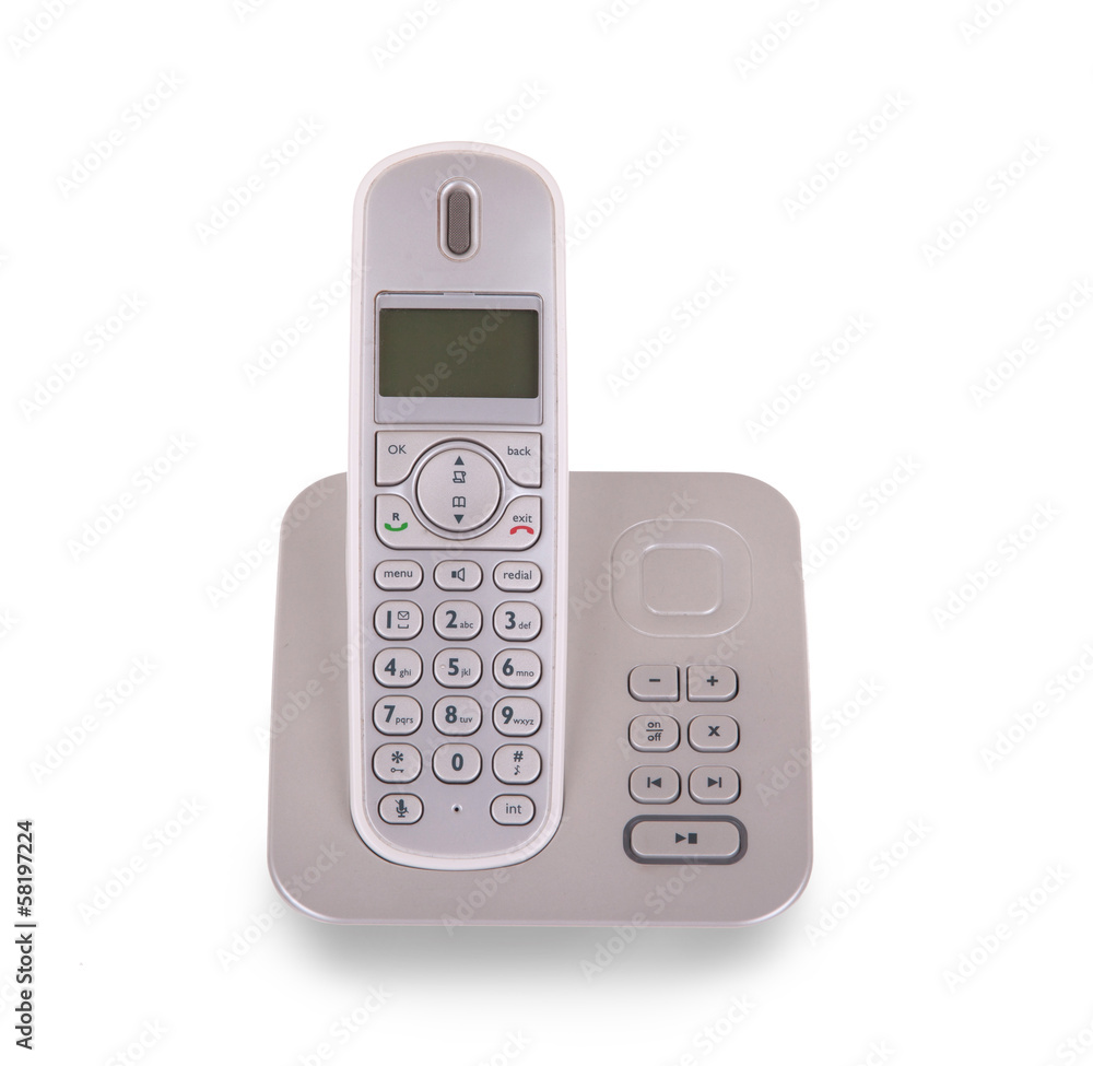Household cordless telephone isolated Household cordless telephone isolated