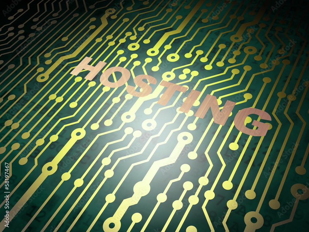 Web design concept: circuit board with Hosting Web design concept: circuit board with Hosting