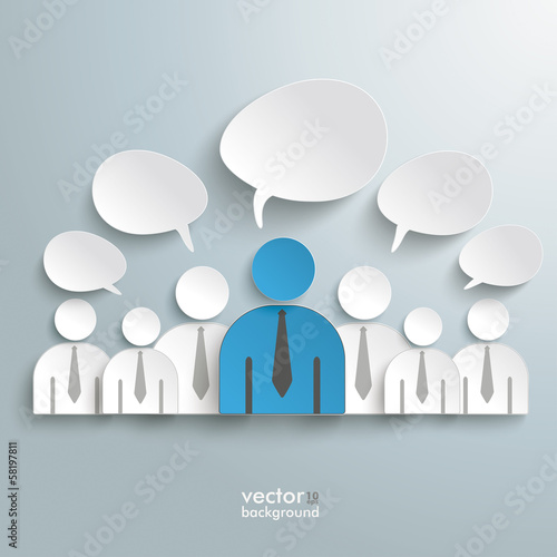 Seven Business Humans Speech Bubbles