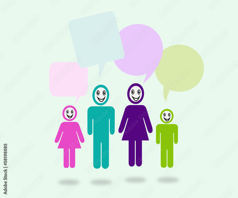 Hand drawn people and speech bubbles set Hand drawn people and speech bubbles set