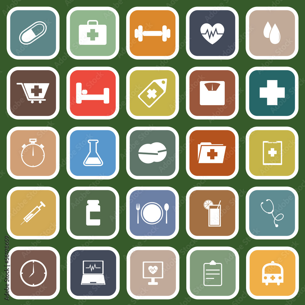 Health flat icons on green background Health flat icons on green background