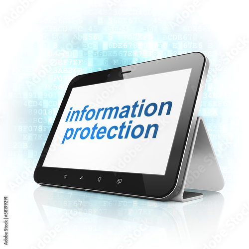 Security concept: Information Protection on tablet pc computer