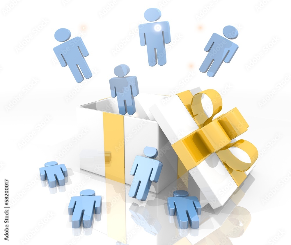 christmas present with man icon christmas present with man icon