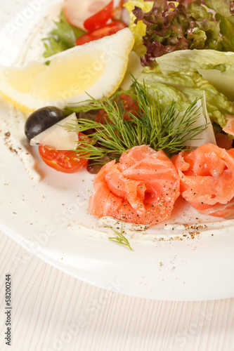 tasty appetizer with salmon