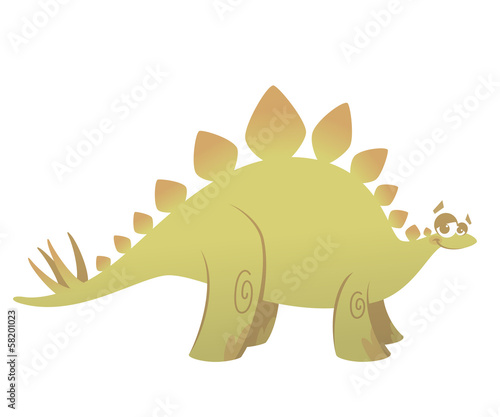 Cartoon funny green stegosaurus dinosaur