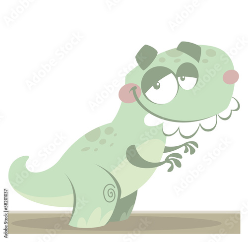 Cartoon funny green Tyrannosaurus Rex dinosaur