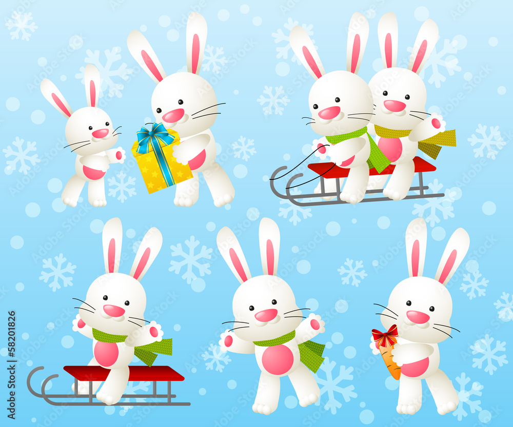 Set of funny rabbit characters Set of funny rabbit characters