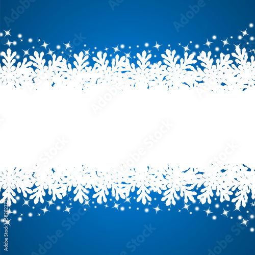banner with paper snowflakes on a blue background
