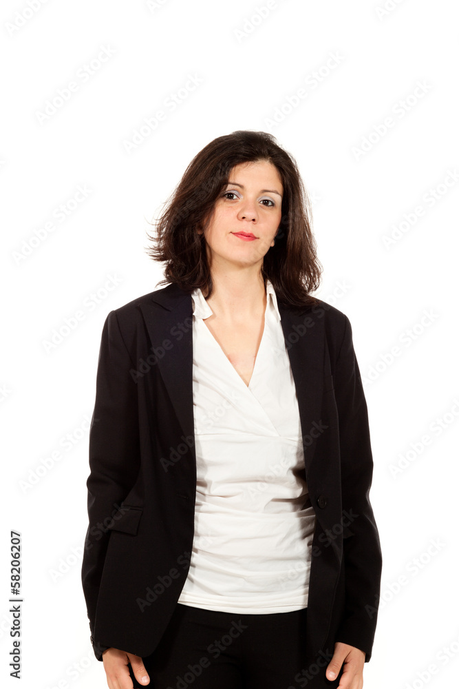 nice woman with black jacket, portrait in studio nice woman with black jacket, portrait in studio