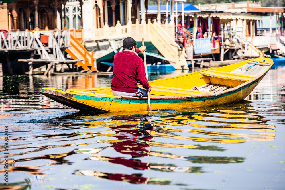 Shikara boat in Dal lake , Kashmir India