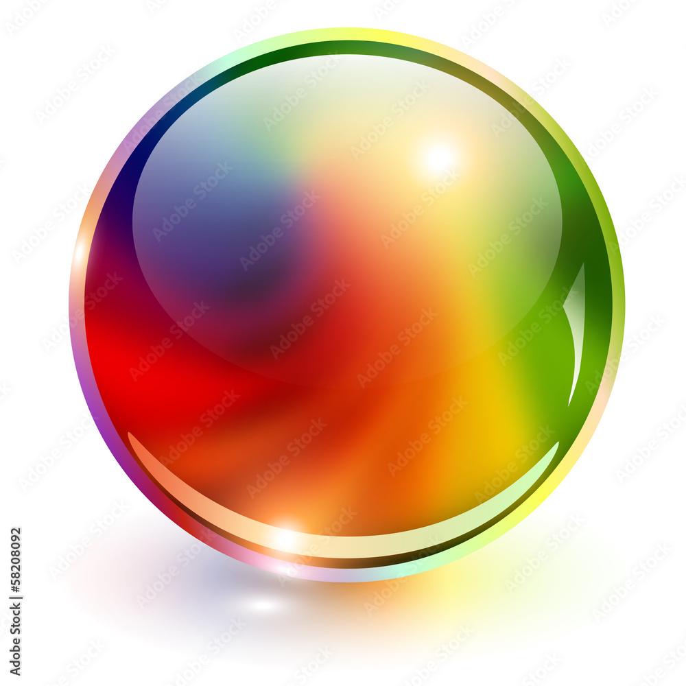 3D glass sphere, rainbow colors
