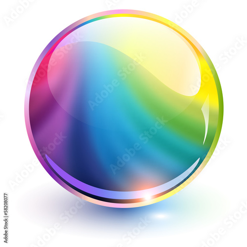 3D glass sphere, rainbow colors