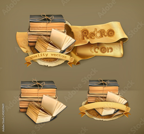 Stack of old books, icon