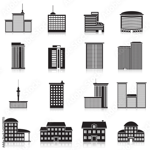 Icons city buildings  offices  schools