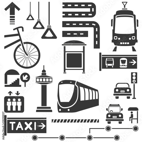 public traffic, transportation set