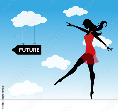 equibrista  percorre una fune verso il futuro