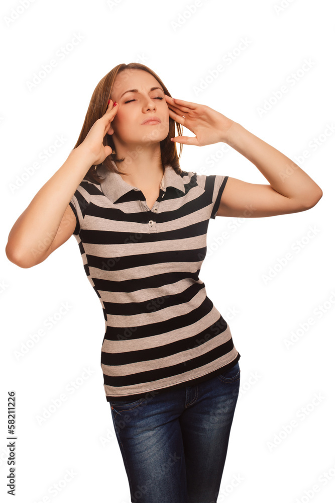 woman young portrait tired stress holding hands woman young portrait tired stress holding hands