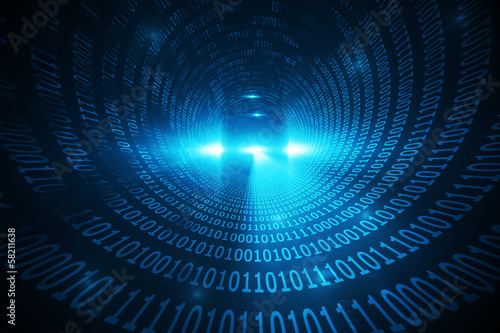 Spiral of shiny binary code