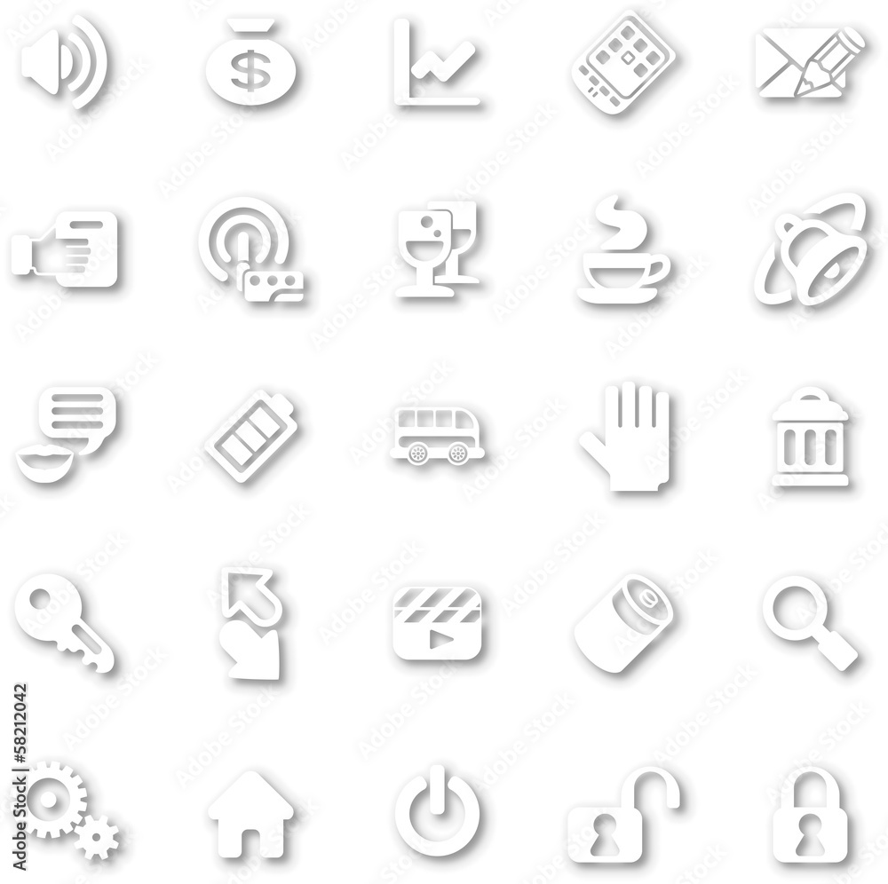 Icon Set White minimalist Icon Set White minimalist