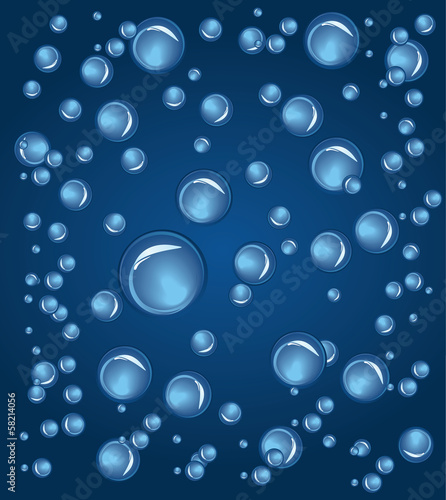 Water drops blue, vector background.