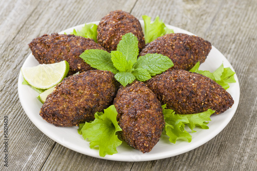 Kibbeh - Middle Eastern minced meat and bulghur fried snack