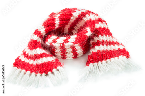 Red woolen scarf photo