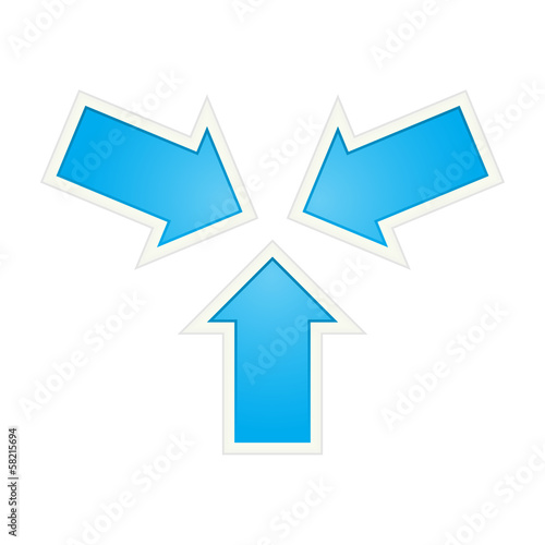 Three blue arrows