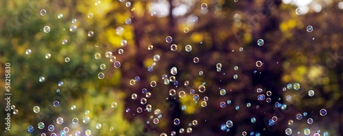 Soap bubbles floating in the air