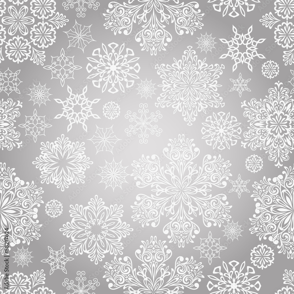 Vector Seamless Pattern with White Snowflakes Vector Seamless Pattern with White Snowflakes
