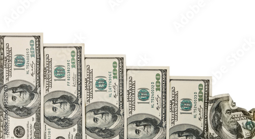 Obraz na płótnie Dollars isolated on white background w salonie