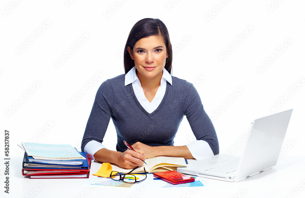 Business Woman working with laptop. Business Woman working with laptop.