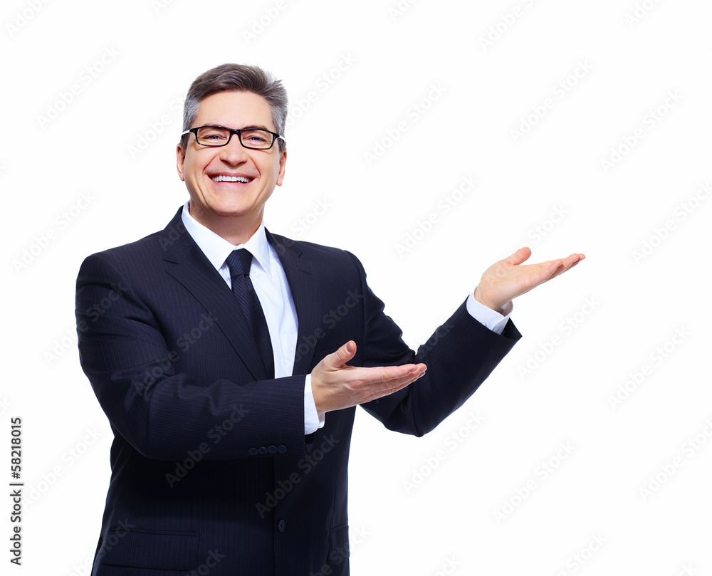Businessman presenting copyspace. Businessman presenting copyspace.